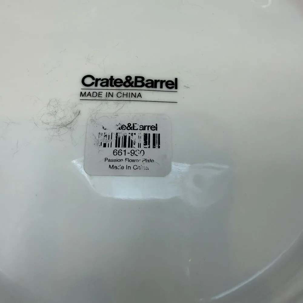 Crate & Barrel Passion Flower Plates Set of 3 Orange Floral 8” Salad Dessert